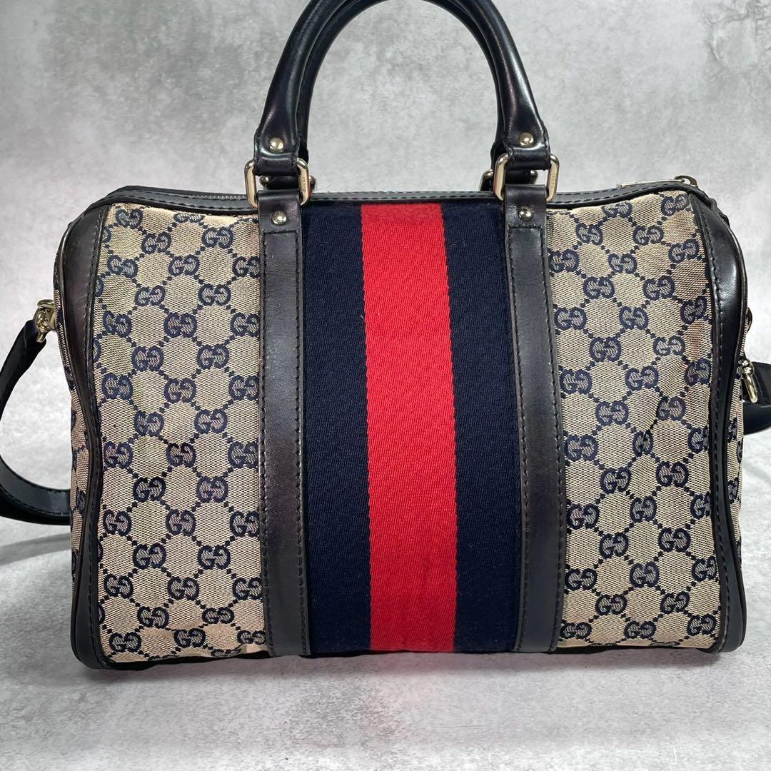 Gucci GG Sherry Line Boston Bag 2-Way Navy — view 3