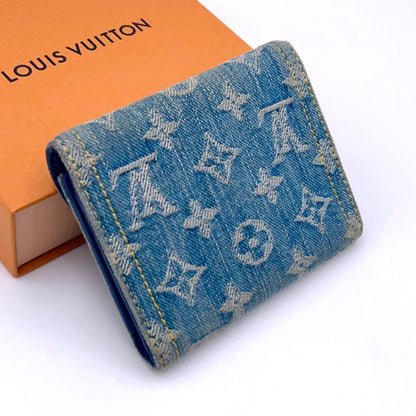 Louis Vuitton Denim Victorine Trifold Wallet Remix Blue — view 2