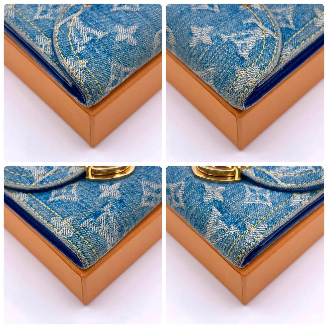 Louis Vuitton Denim Victorine Trifold Wallet Remix Blue — view 7
