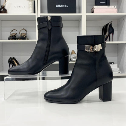 Hermes Saint Germain Kelly Leather Short Boots Black — view 2