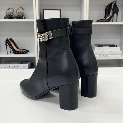 Hermes Saint Germain Kelly Leather Short Boots Black — view 5