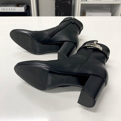 Hermes Saint Germain Kelly Leather Short Boots Black — view 7