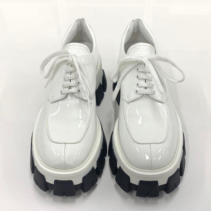 Prada Patent Platform Lace Up Shoes White