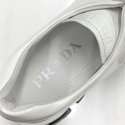 Prada Patent Platform Lace Up Shoes White