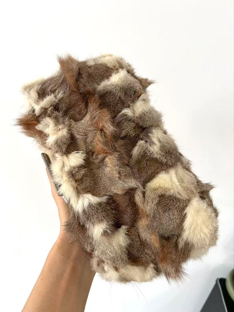 Fendi Mama Baguette Rabbit Fur Shoulder Bag — view 6