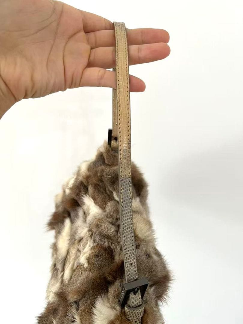 Fendi Mama Baguette Rabbit Fur Shoulder Bag — view 7