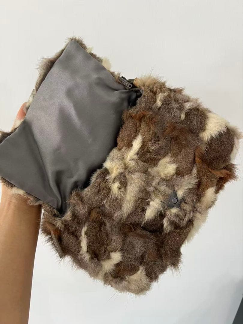 Fendi Mama Baguette Rabbit Fur Shoulder Bag — view 8