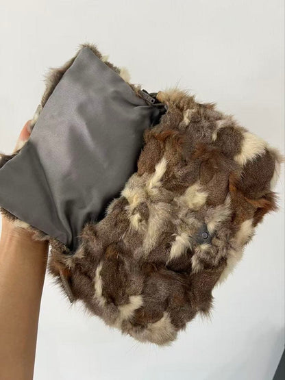 Fendi Mama Baguette Rabbit Fur Shoulder Bag — view 8