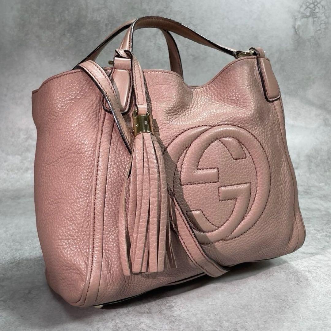 Gucci Soho 2-Way Shoulder Bag Hand Pink Leather