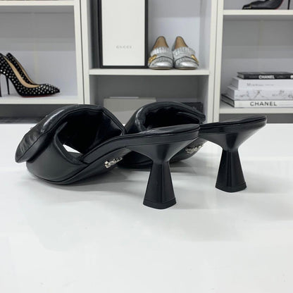 Prada Triangle Logo Padded Nappa Leather Sandals Black — view 5