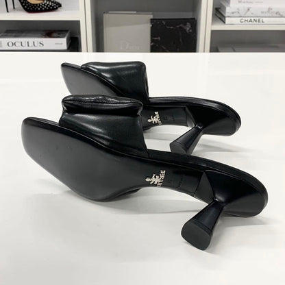 Prada Triangle Logo Padded Nappa Leather Sandals Black — view 7