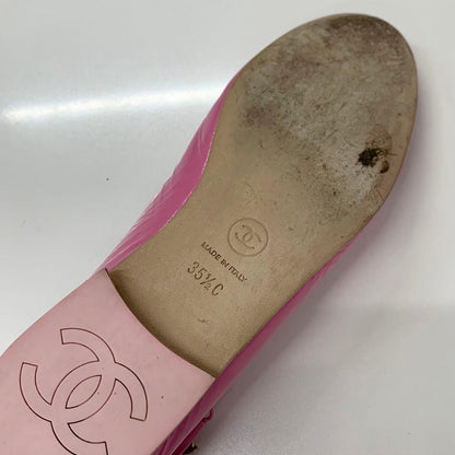 Chanel CC Logo Camellia Leather Chain Strap Flat Shoes — view 8