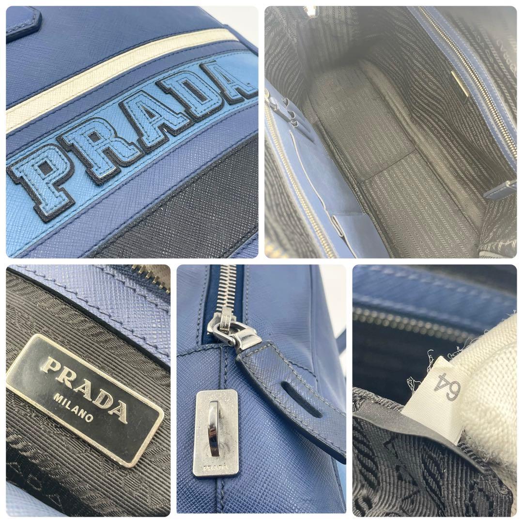 Prada Saffiano Ligue Briefcase Large Blue Business  Mens