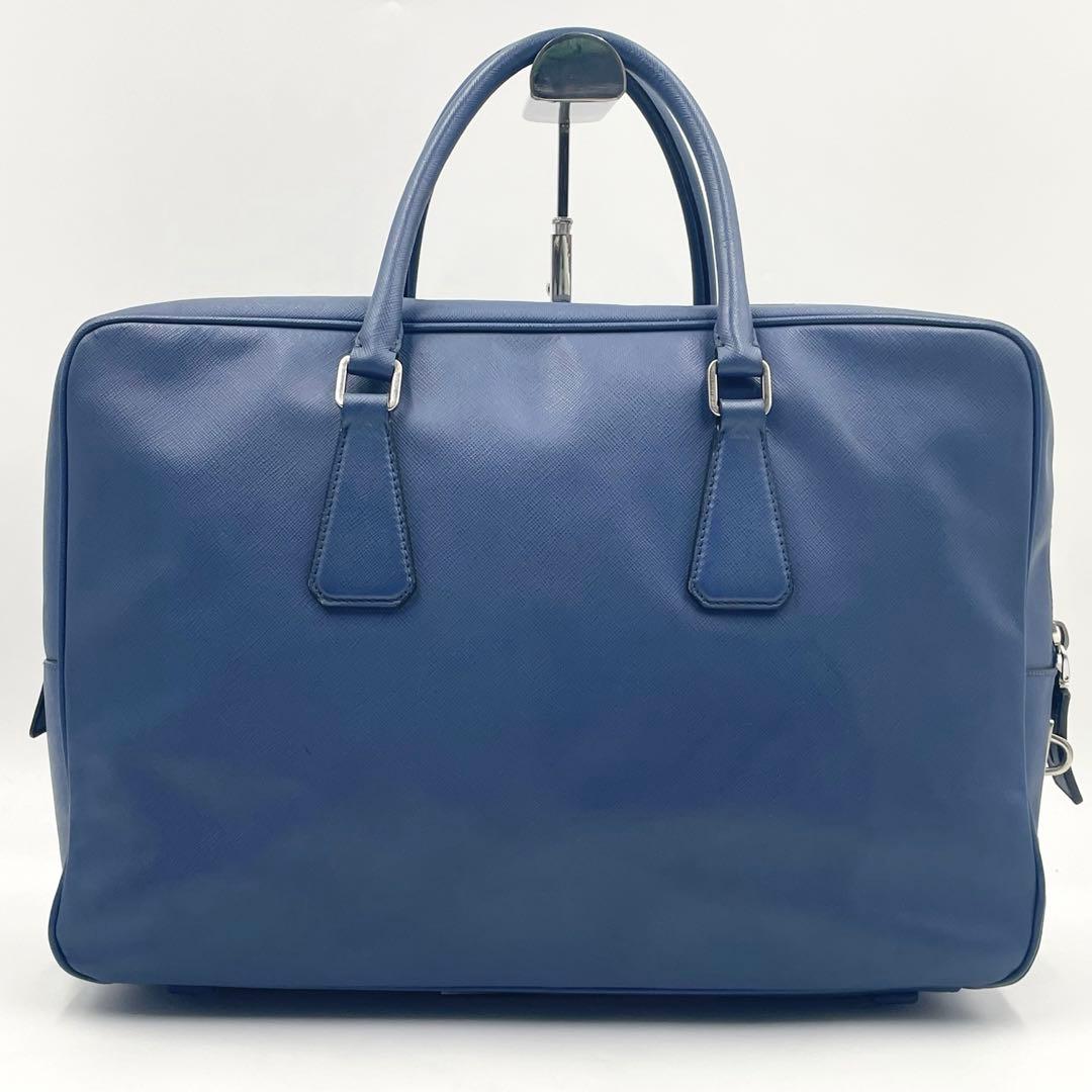 Prada Saffiano Ligue Briefcase Large Blue Business  Mens
