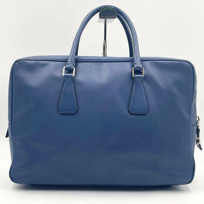 Prada Saffiano Ligue Briefcase Large Blue Business  Mens