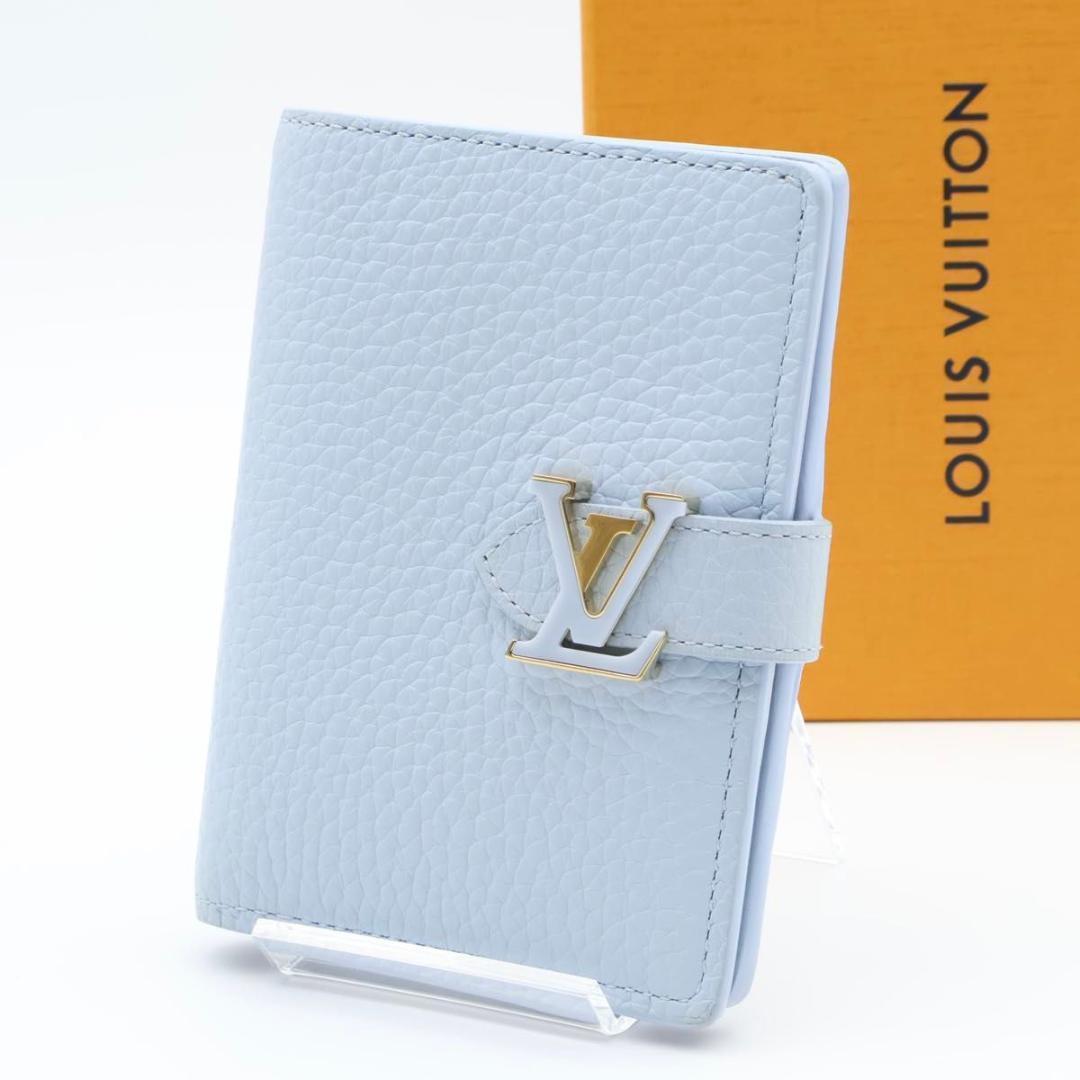 Louis Vuitton Vertical Wallet Compact Light Blue Taurillon