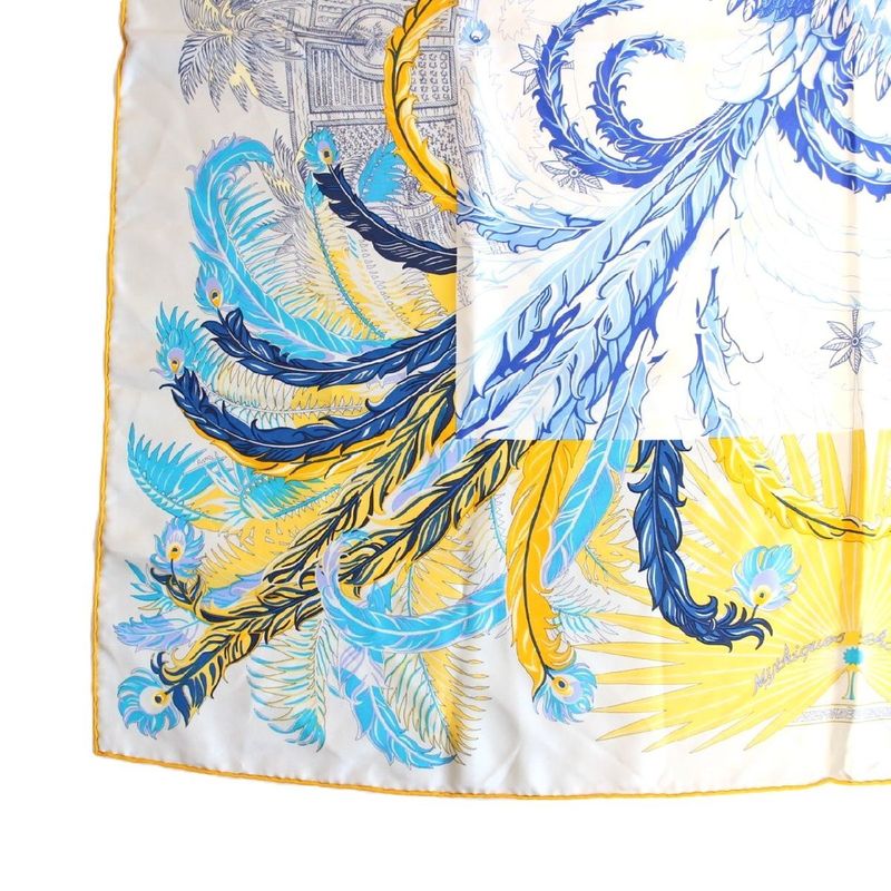 Hermes Carre 90 Scarf the Myth of the Phoenix Silk Beige