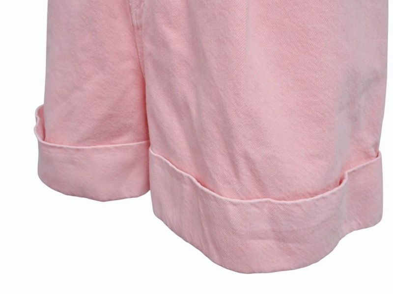 Miu Miu Denim Shorts 38 Pink Logo Print — view 6