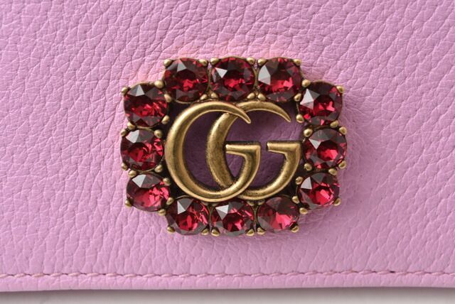 Gucci Mini Wallet Coin Case Gucci Folded Wallet 499783 GG Marmont Rhinestone