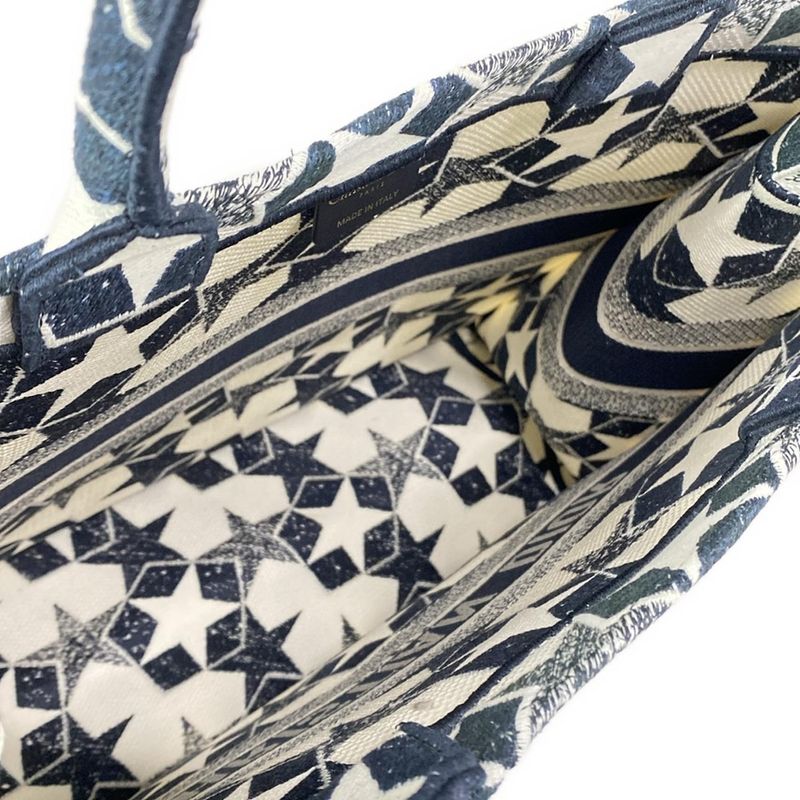 Dior/christian Dior Tote Bag Book Tote Large Bag Navy And White Star (star)