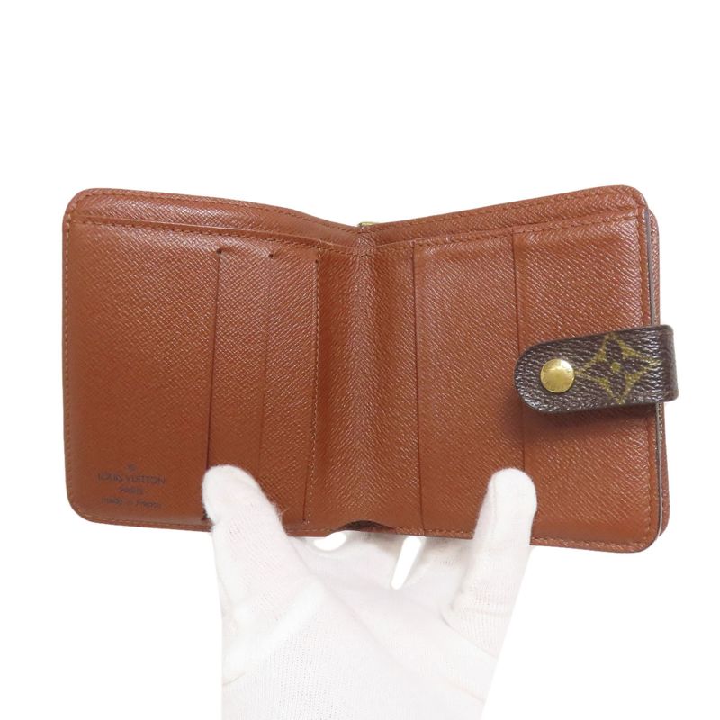 Louis Vuitton M61667 Compact Zip Folding Wallet With Coin Purse Monogram Canvas
