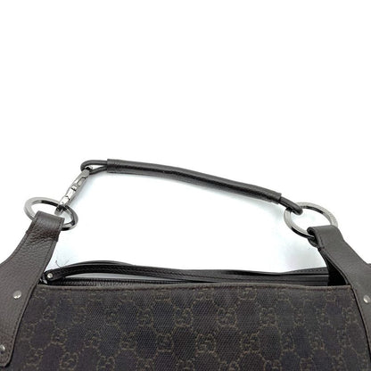 Gucci 179777 Shoulder Bag Brown GG Pattern Denim Women Men Fashion