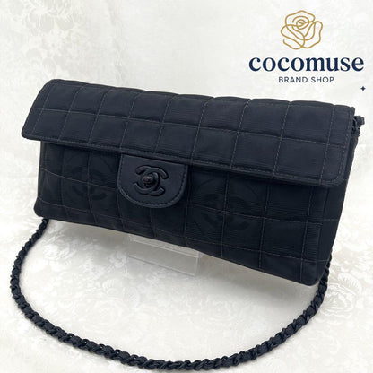 Chanel New Travel Line Choco Bar Shoulder Bag Black