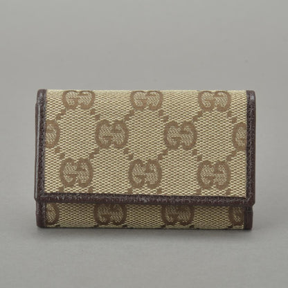 Gucci Key Case Key Holder GG Canvas Leather Beige