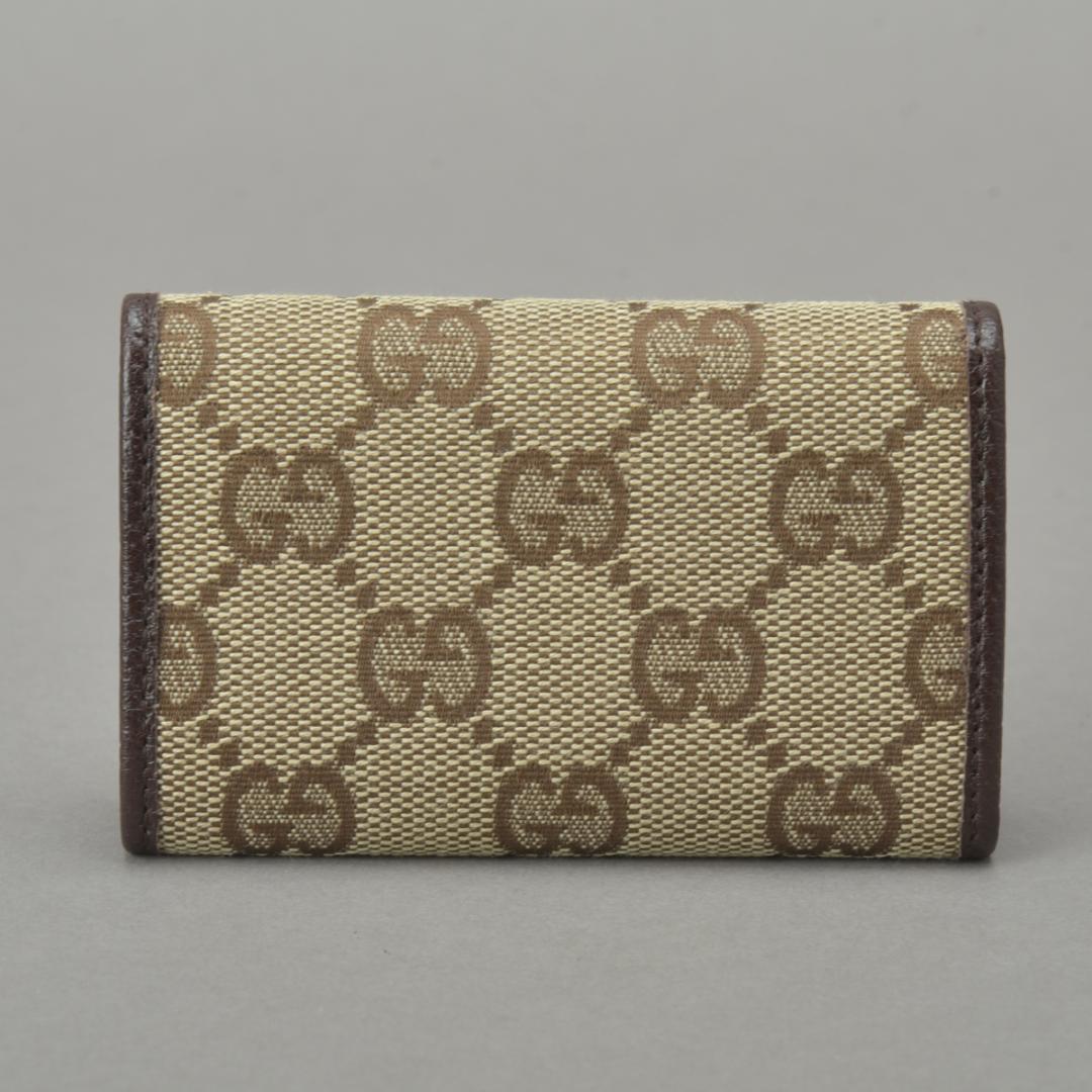 Gucci Key Case Key Holder GG Canvas Leather Beige