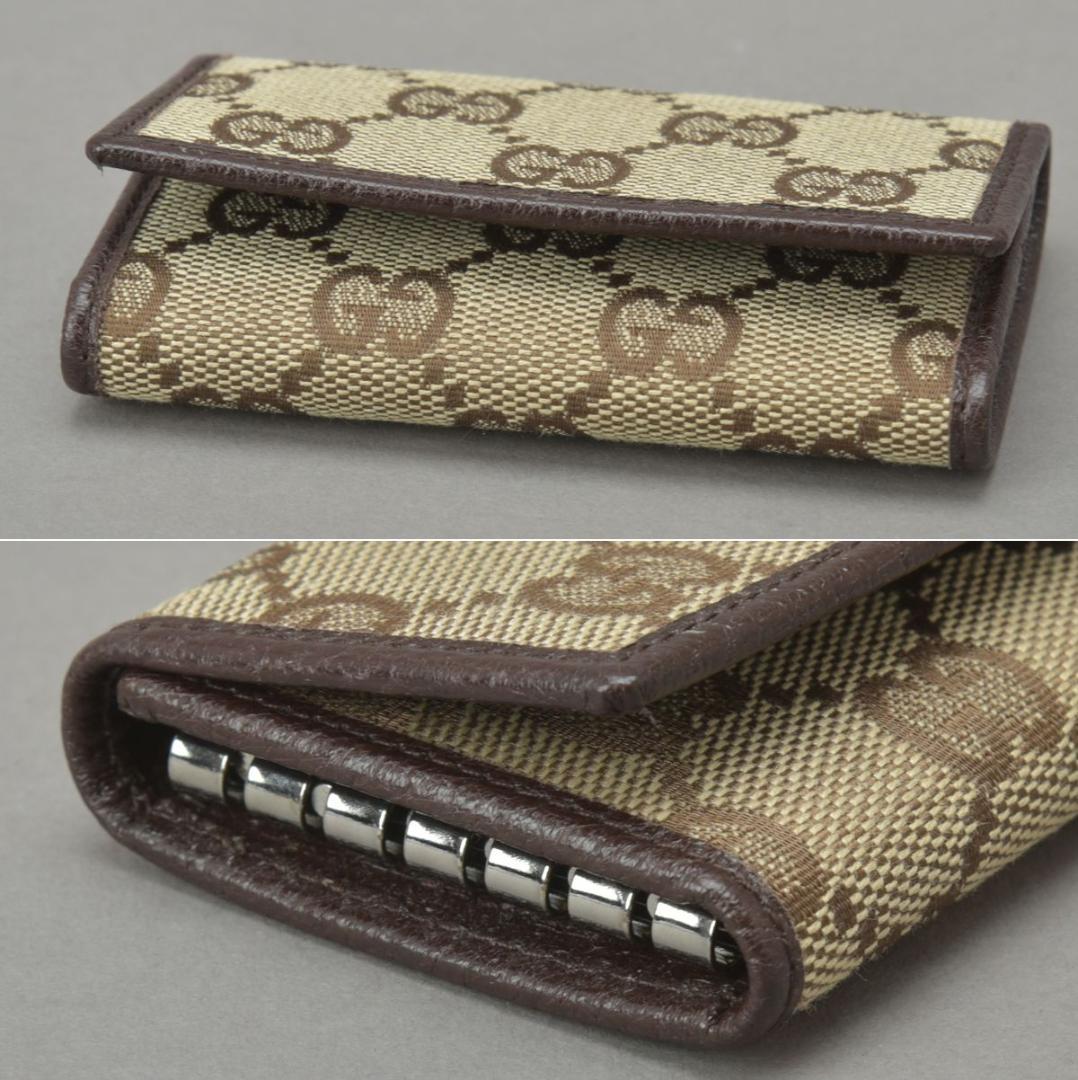 Gucci Key Case Key Holder GG Canvas Leather Beige
