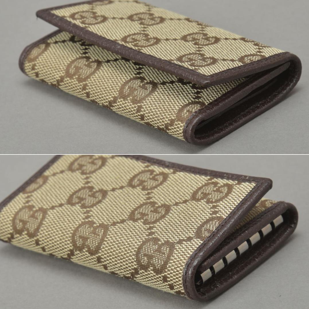 Gucci Key Case Key Holder GG Canvas Leather Beige