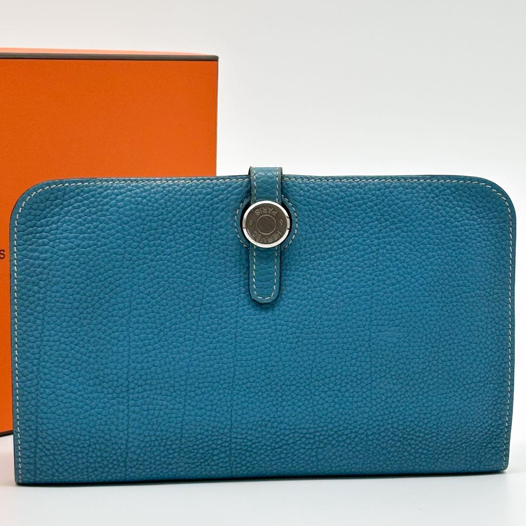 Hermes Dogon GM Duo Blue Jean Taurillon Bifold Wallet — view 2