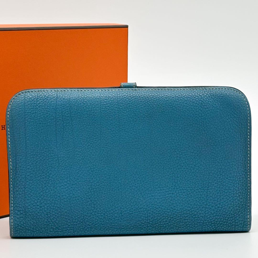 Hermes Dogon GM Duo Blue Jean Taurillon Bifold Wallet — view 3
