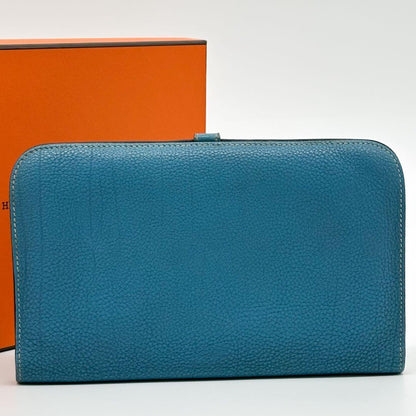 Hermes Dogon GM Duo Blue Jean Taurillon Bifold Wallet — view 3