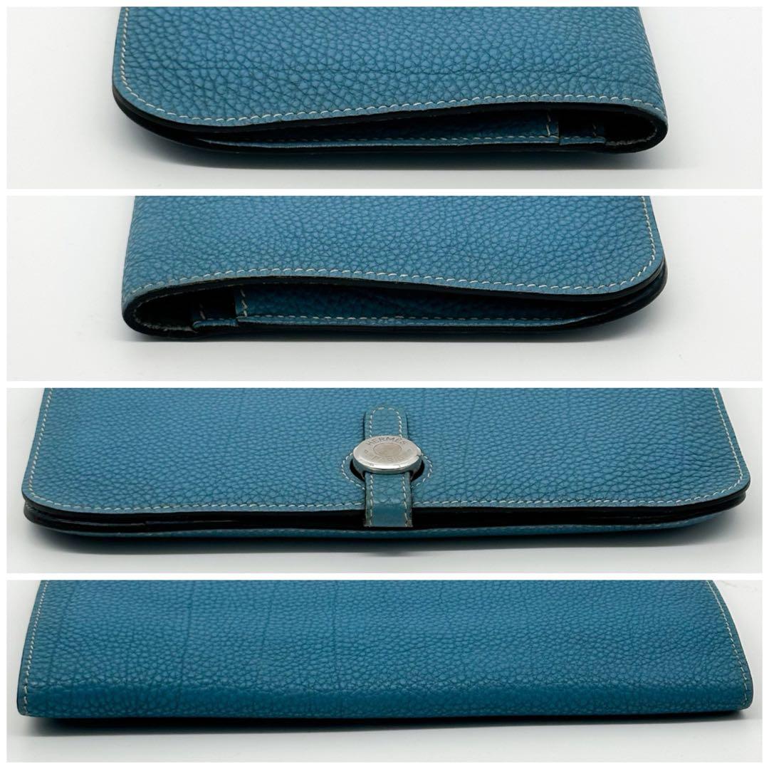 Hermes Dogon GM Duo Blue Jean Taurillon Bifold Wallet — view 5