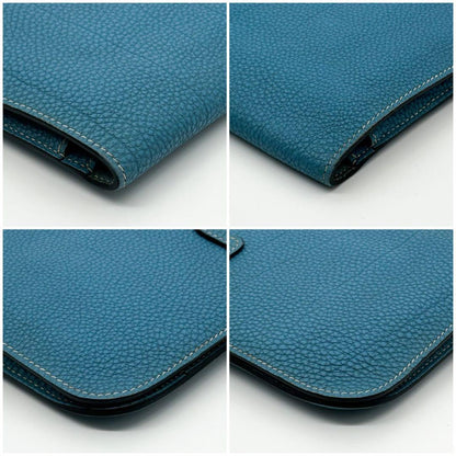 Hermes Dogon GM Duo Blue Jean Taurillon Bifold Wallet — view 6