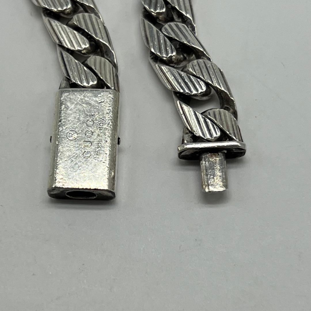 Gucci Golmet Stripe Chain Bracelet Silver 19 — view 7