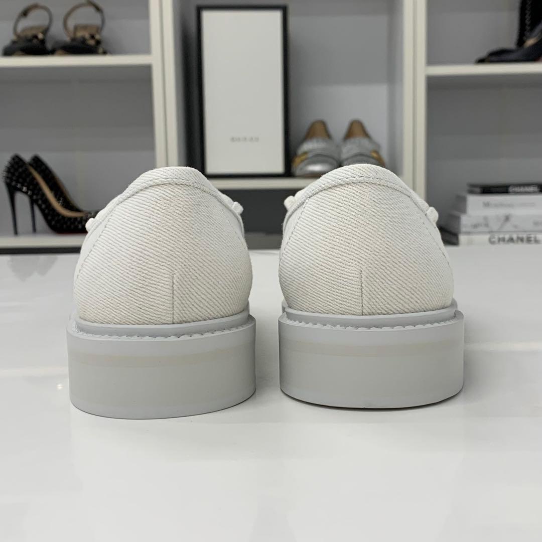 Chanel Canvas CC Logo Turnlock Loafers Denim Light Blue — view 5