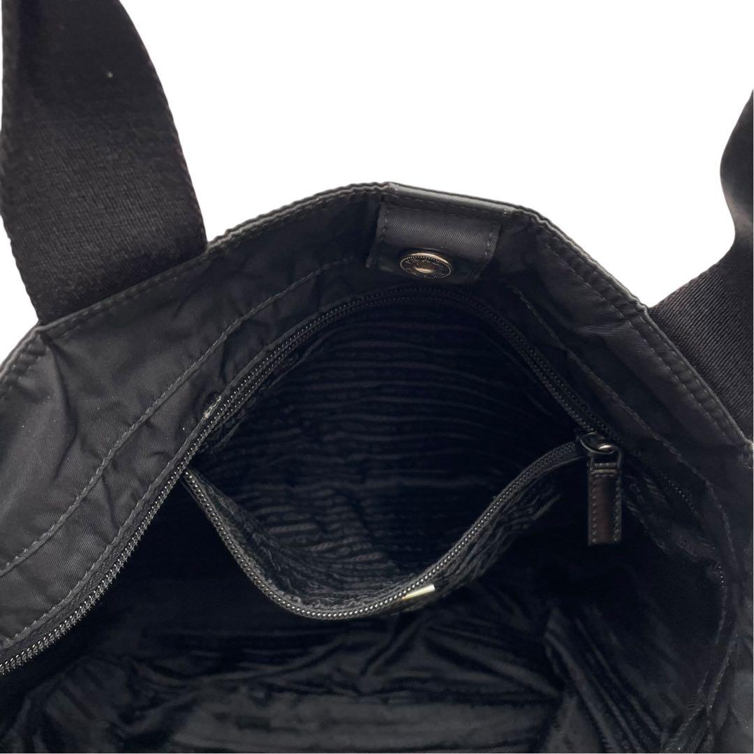 Prada Nylon Leather Hand Tote Shoulder Bag Triangle Plate Logo — view 7