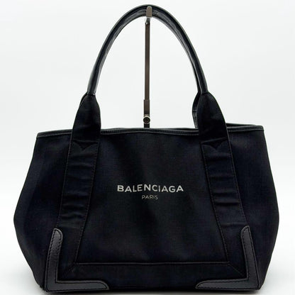Balenciaga Navy Cabas S Canvas Leather Black Tote Bag — view 2