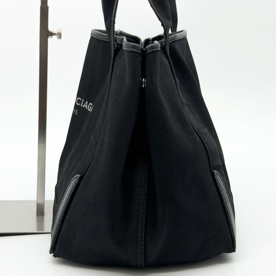 Balenciaga Navy Cabas S Canvas Leather Black Tote Bag — view 5