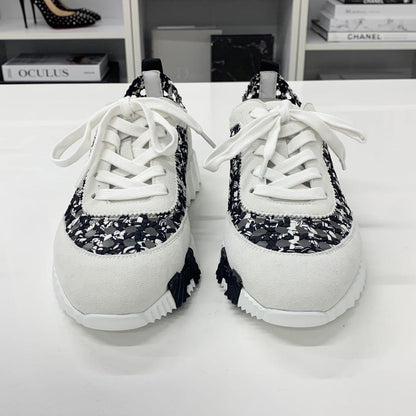 Hermes Bouncing Braided Silk Suede Sneakers Black Gray — view 4
