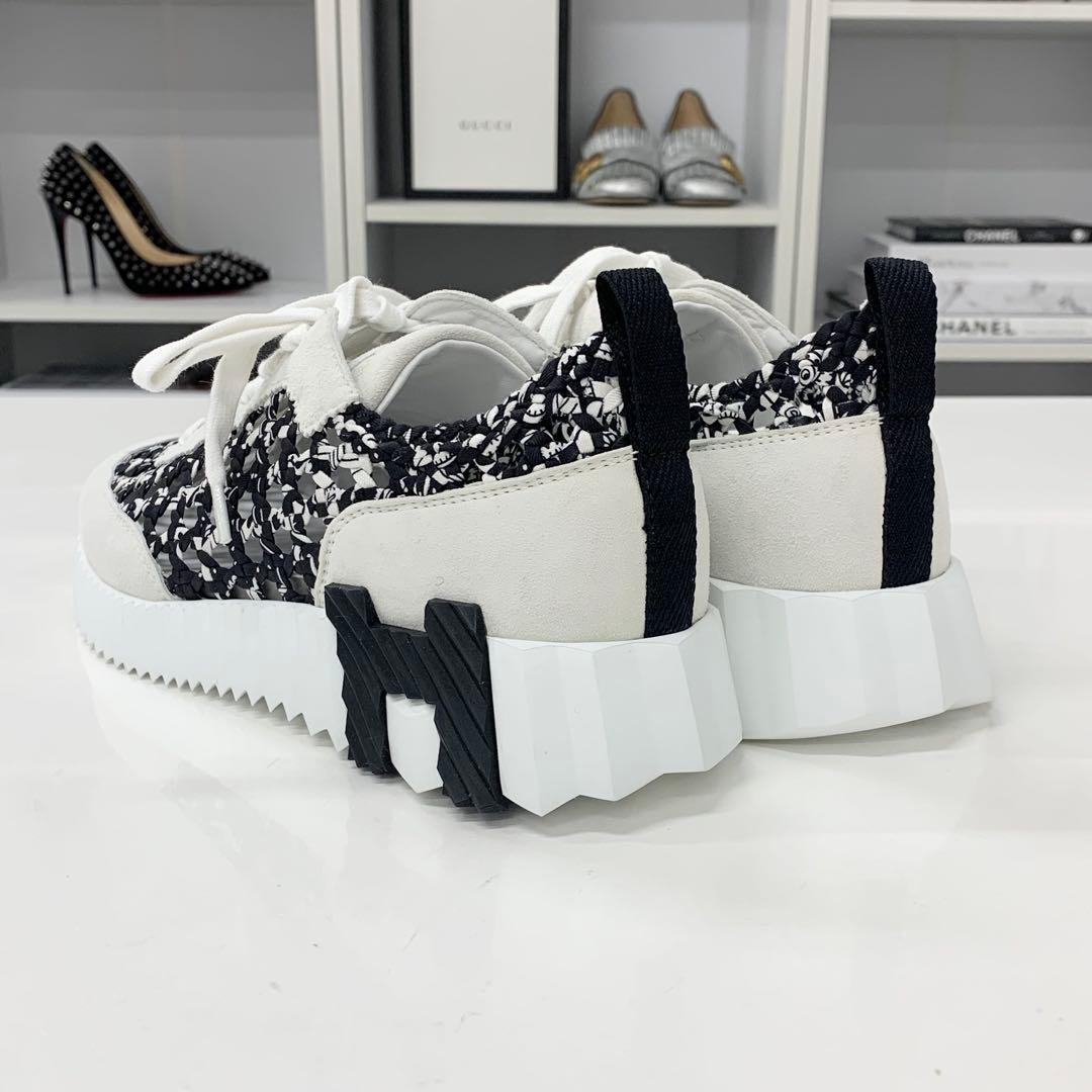 Hermes Bouncing Braided Silk Suede Sneakers Black Gray — view 5
