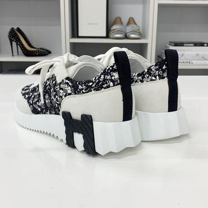 Hermes Bouncing Braided Silk Suede Sneakers Black Gray — view 5