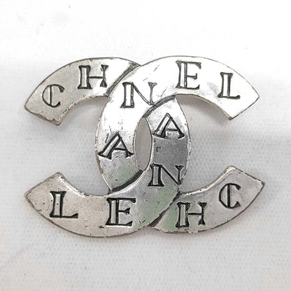 Chanel Brooch CC Logo Silver Vintage