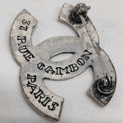 Chanel Brooch CC Logo Silver Vintage — view 5