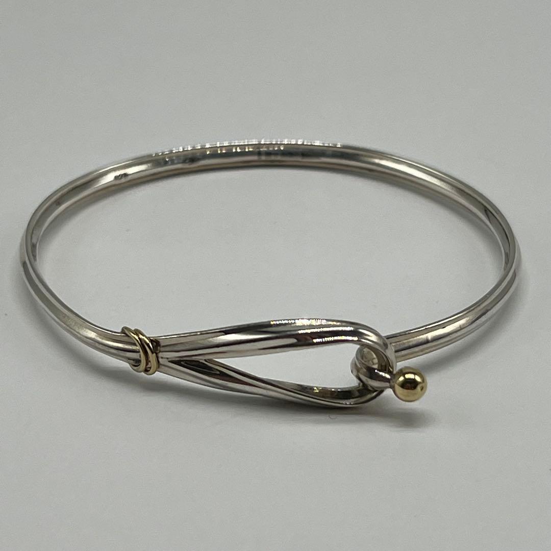 Tiffany & Co Hook and Eye Bangle Silver YG Vintage Bracelet — view 2