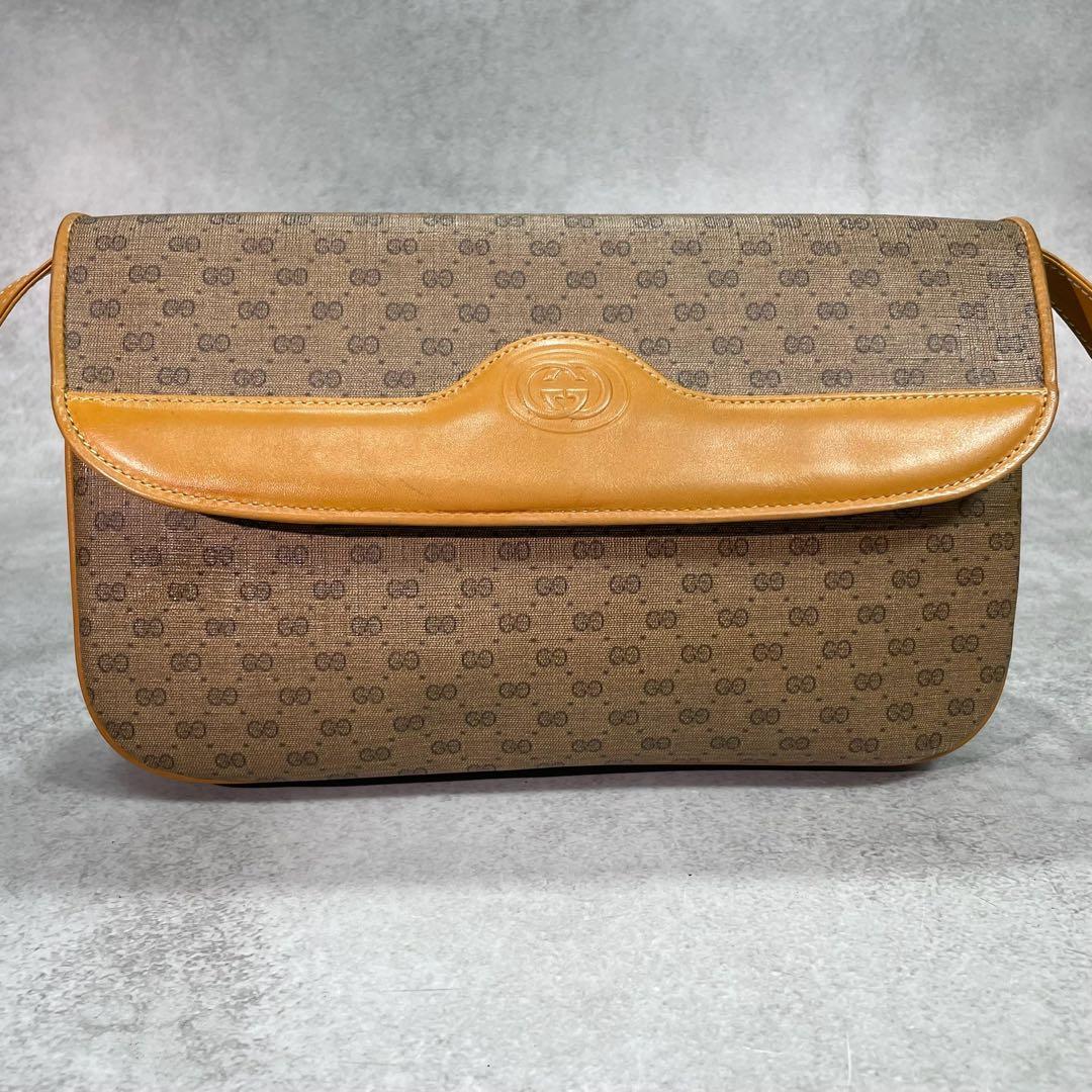 Gucci GG Shoulder Bag Brown Beige Logo Leather — view 2