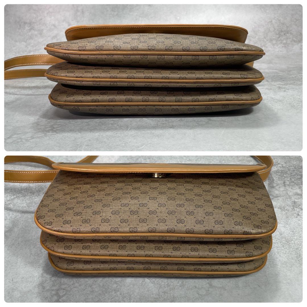Gucci GG Shoulder Bag Brown Beige Logo Leather — view 8