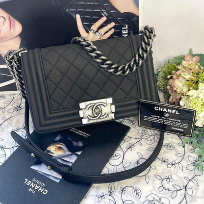 Chanel Quilted Boy Shoulder Bag Black